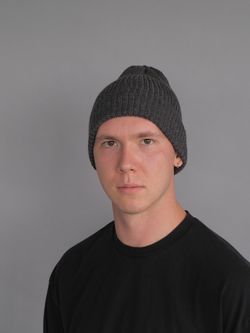 Шапка вязаная-резинка весенняя/осенняя КЭП(Черный меланж) МУЖСКОЙ
