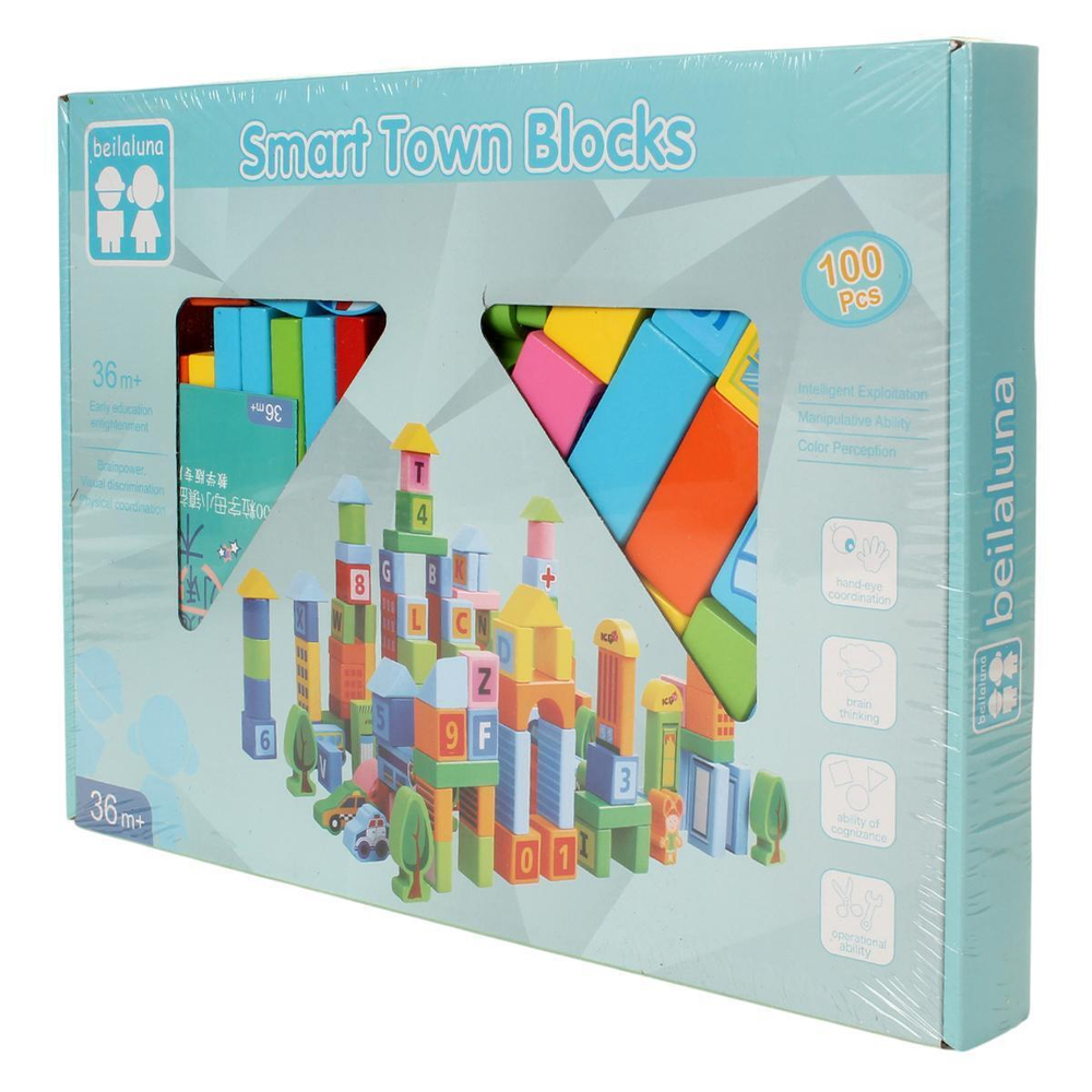 Конструктор деревянный 100 элемента, коробка C-41718