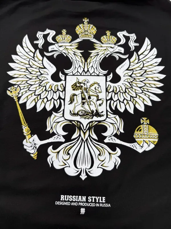 Футболка оверсайз черная с гербом России