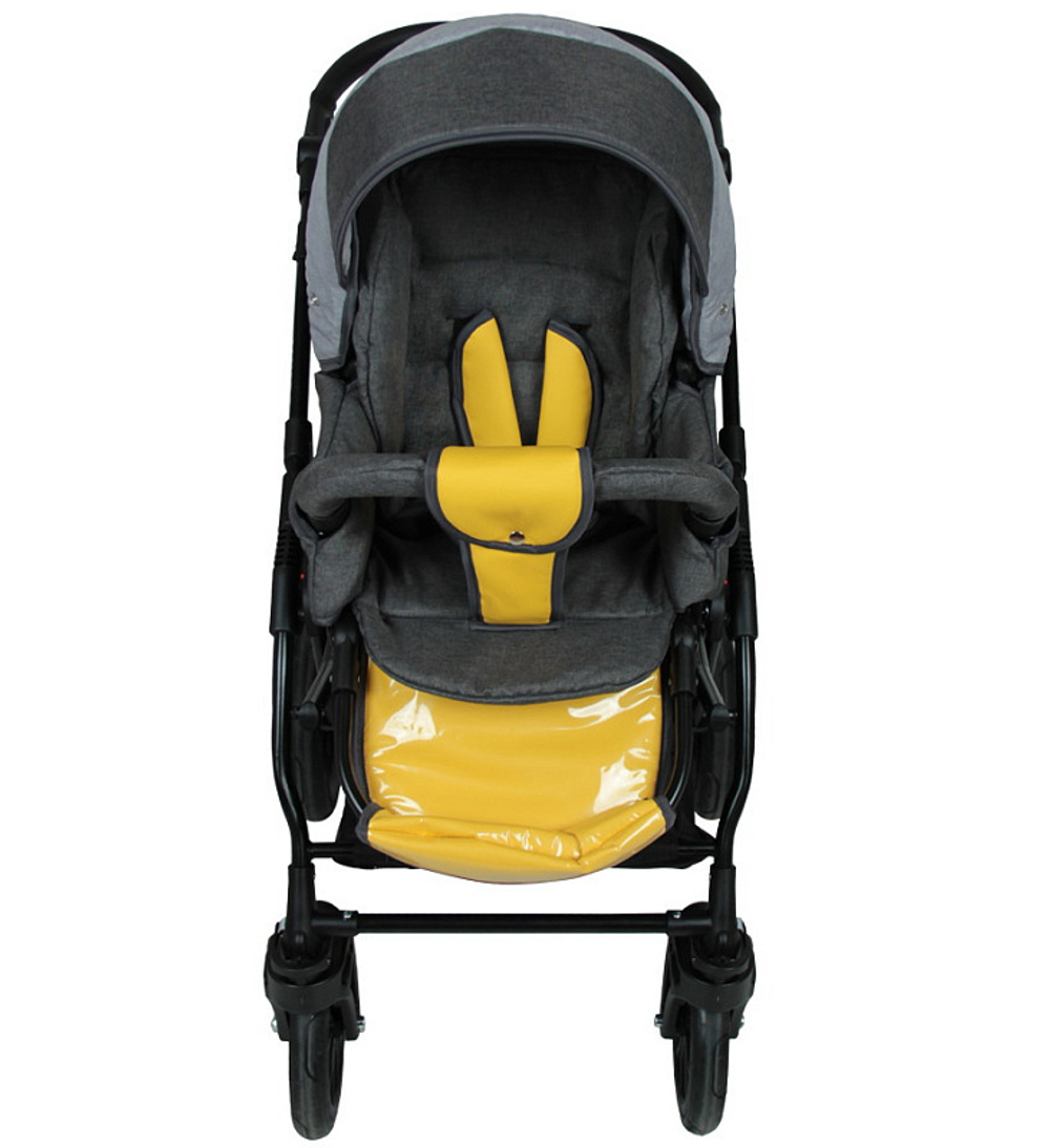 Детская коляска Alis Alvaro 2 в 1 Al 02 т.серый+св.серый+желтая кожа