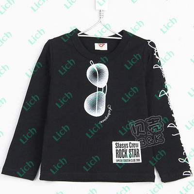 Лонгслив детский с принтом очков и надписью на рукаве