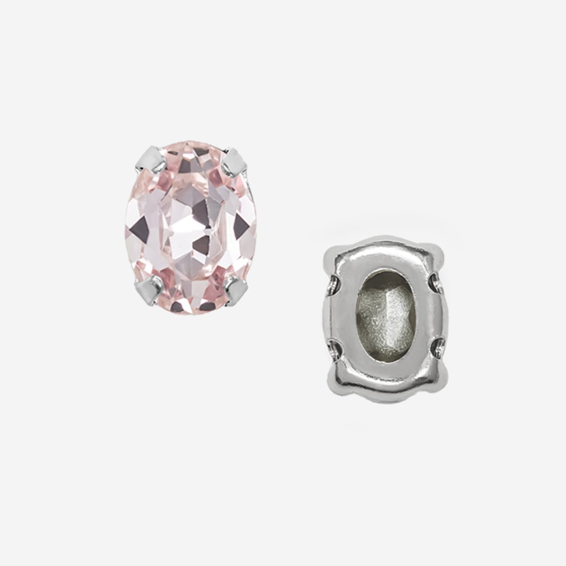 Овал (Oval Fancy Stone) в цапах, оттенок "Light Rose", 8*6мм, родирование