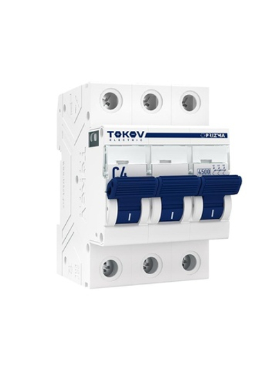 Выключатель автоматический модульный 3п C 4А 4.5кА PRIZMA TOKOV ELECTRIC TKE-PZ45-MCBI-3-4-C