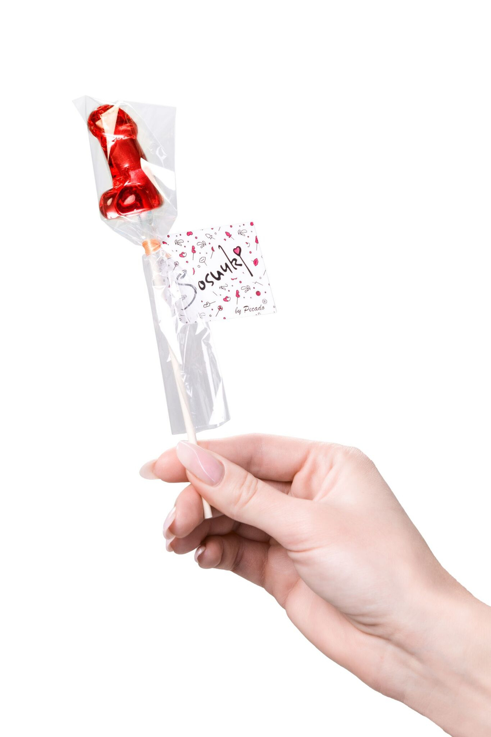 Набор из 2 мини-леденцов в форме члена со вкусом виски (Цвет: красный)