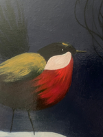 Картина маслом на холсте "Девушка и птица" 80х70 см. Деревянный подрамник. Художник Наталия Осадчук