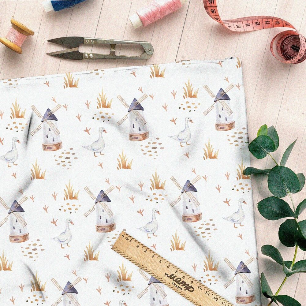 Ткань барби акварельная мельница