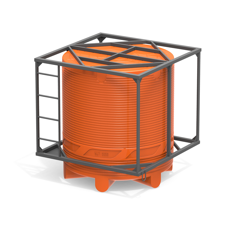Емкости в кассетах для перевозки воды и жидких удобрений, КАС Полимер-Групп V 5000 КАС одинарная 5000 л. вертикальная (1980x1980x2184см;оранжевый) - арт.559071