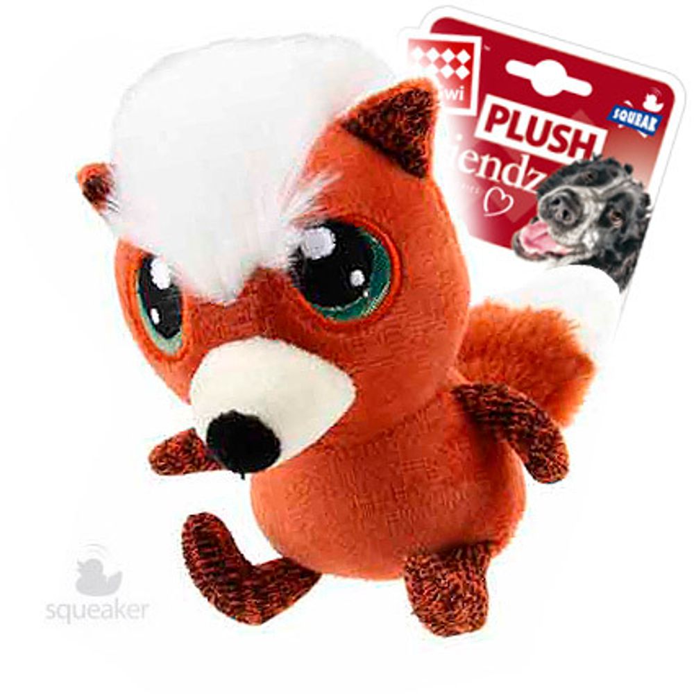 Gigwi PLUSH FRIENDZ игрушка для собак лиса с большими глазами с пищалкой 16 см