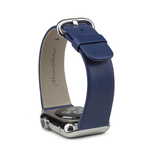 Ремешок для Apple Watch 44/45/46 mm из кожи теленка, синего цвета