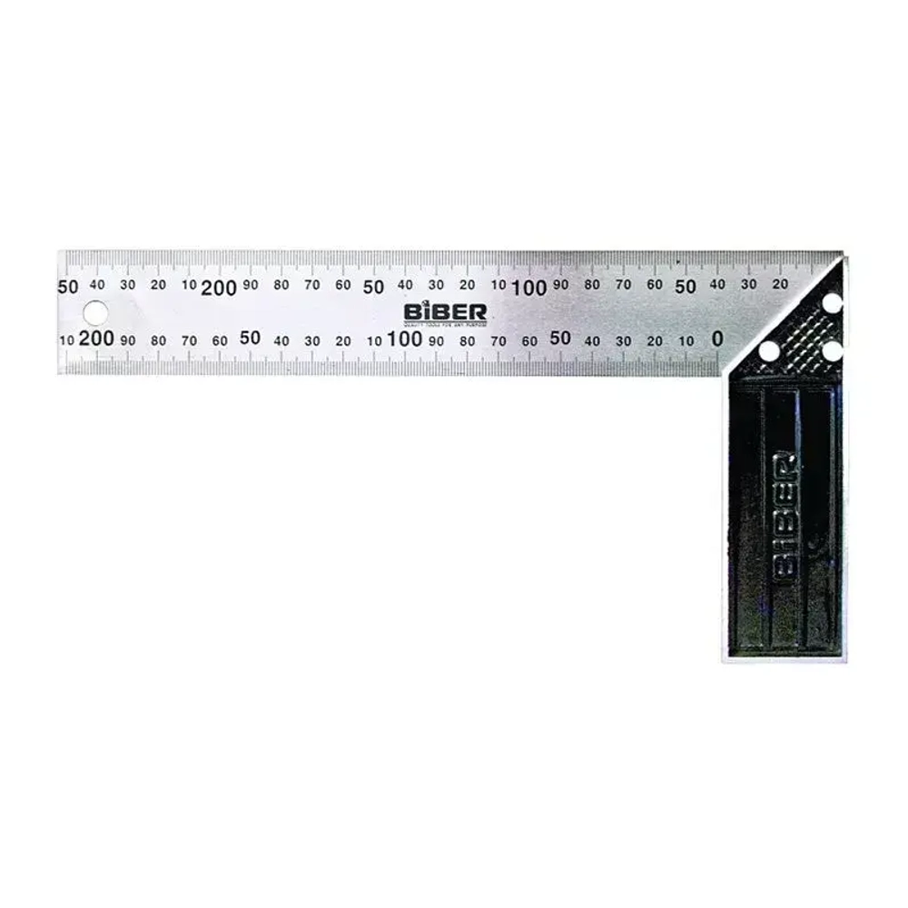 БИБЕР 40635 Угольник столярный ПРОФИ 350мм нержавеющая сталь, гравировка (12/120)