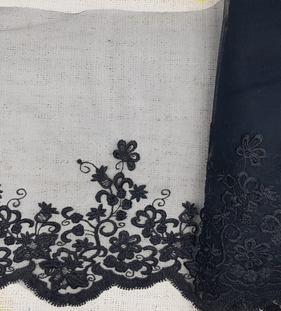 Вышивка на сетке, ш. 36 см, чёрный