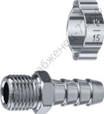 ЗУБР штуцер ″елочка″, 10 мм - 1/4″M, переходник с обжимным хомутом, Профессионал (64924-1/4-10)