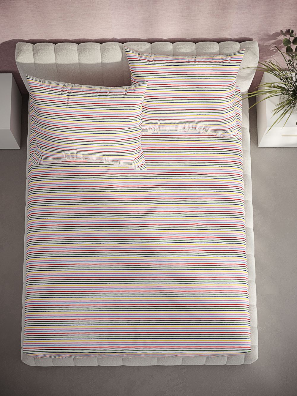 Постельное белье перкаль Сказка "Радужная полоска" 1,5-сп Наволочка 50х70 см 1 шт Простынь 150x215 см Пододеяльник 145x215 см