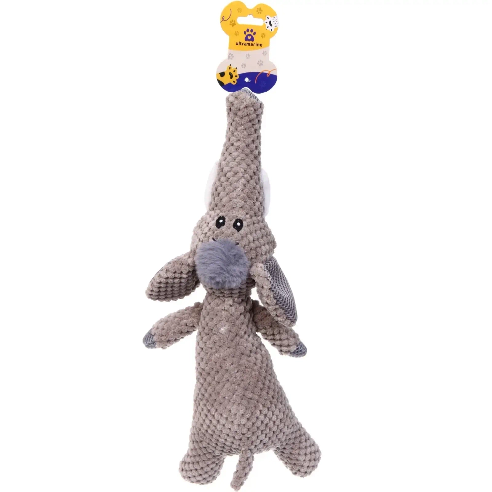 Игрушка для собак средних и крупных пород «ЗООГРАД», слон, с пищалкой и шуршалкой, 40*12см (лейбл)