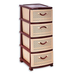 Комод "Ромашка" 4 секции, темно-коричневый / бежевый РП-431