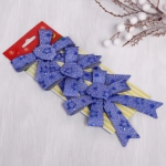 Бант на ёлку «Звездопад» 8*11 см (набор 3 шт), Синий