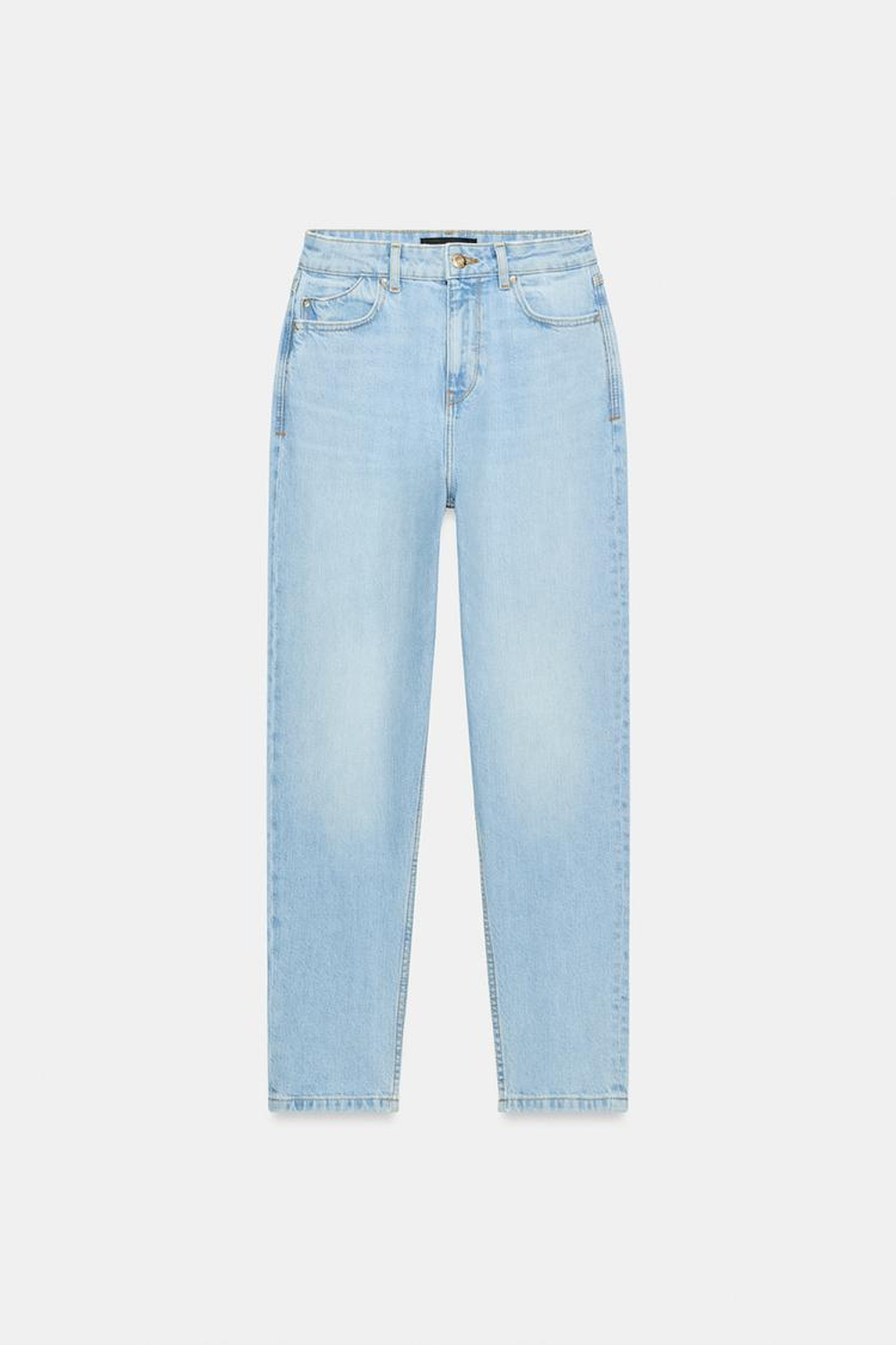 ZARA ДЖИНСЫ Z1975 MOM FIT С ВЫСОКОЙ ПОСАДКОЙ, ГОЛУБОЙ
