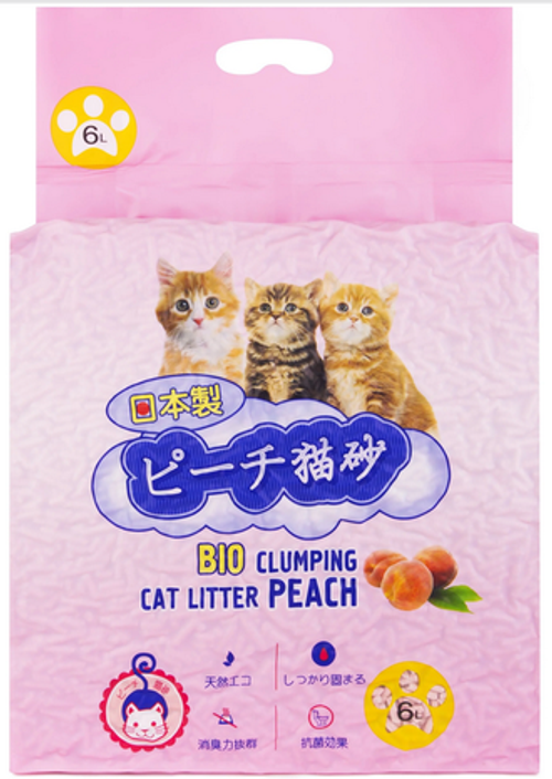 HAKASE AREKKUSU Наполнитель комкующийся биоразлагаемый Персик, 6 л