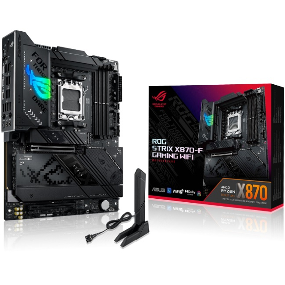 Материнская плата ASUS ROG STRIX X870-F GAMING WIFI (AM5/AMD X870E/4xDDR5/2xPCI-Ex16/PCI-Ex1/4xM.2/SB/Wi-Fi/BT/HDMI/ATX)
