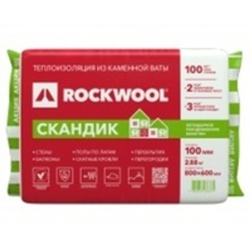 ROCKWOOL ЛАЙТ БАТТС СКАНДИК XL 1200х600х100 6 шт 4,32м2/0,432м3.