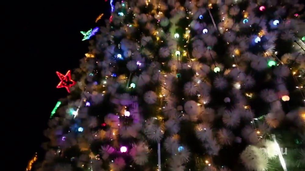 Уличная елка каркасная "Уральская сосна" (бело-зеленая леска) 16 м