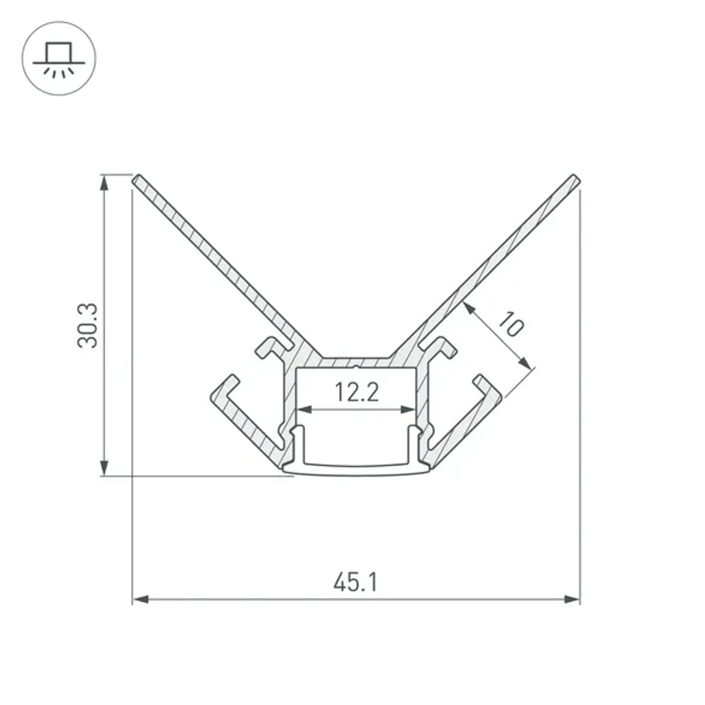 Профиль ARH-DECORE-S12-EXT-2000 ANOD внешний (Arlight, Алюминий) 023889