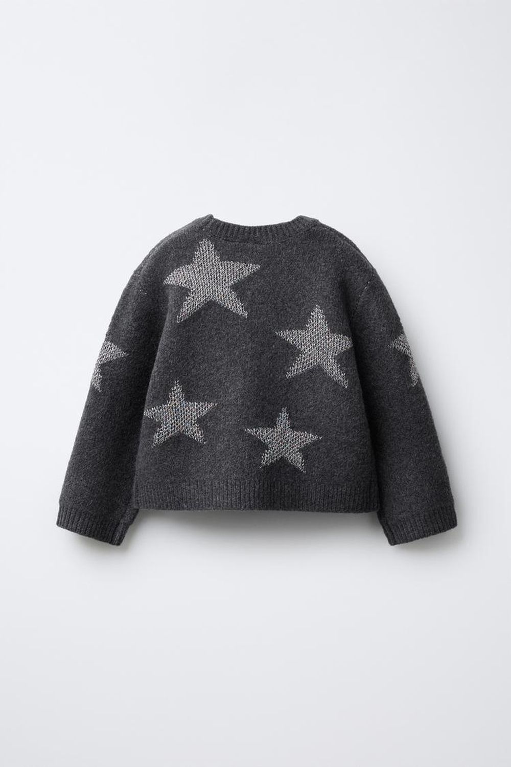 ZARA СВИТЕР С БЛЕСТЯЩИМИ ЗВЕЗДАМИ, СЕРЫЙ МЕЛАНЖ