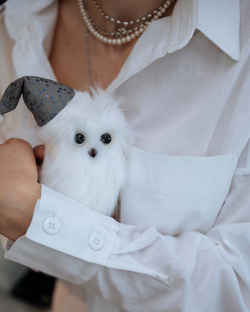 Длинная рубашка из вареного хлопка Белая