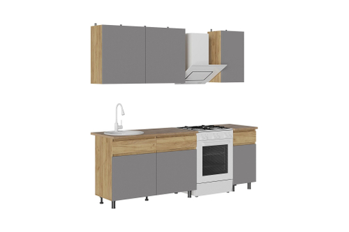 КВИК-СТЕП Кухня 1.6 м. Корпус - Дуб Крафт золотой К003  Фасад ЛДСП - Серый Шифер