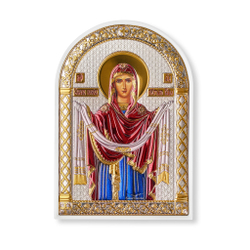 Покрова, икона арочная, пластик белый, эмаль 80х115