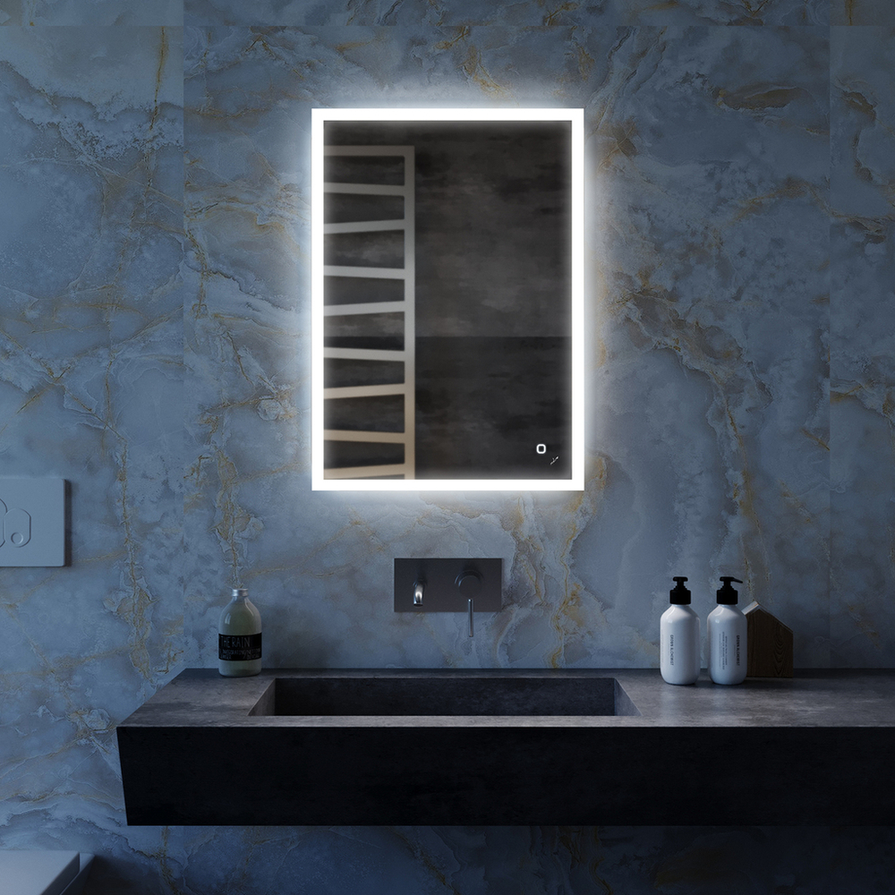 Зеркало MIXLINE "Норма" ЭКОНОМ 500*700 (ШВ) сенсорный выкл, светодиодная подсветка, универс.крепеж