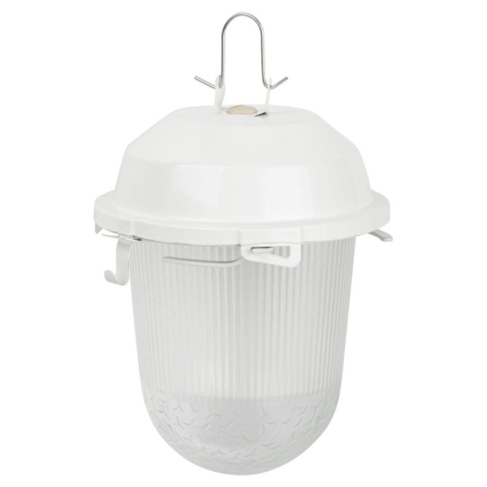 Светильник ЭРА НСП 02-100-001 без решетки Желудь сталь / стекло IP54 E27 max 100Вт 262х172 белый | Светильники НСП (Желуди)