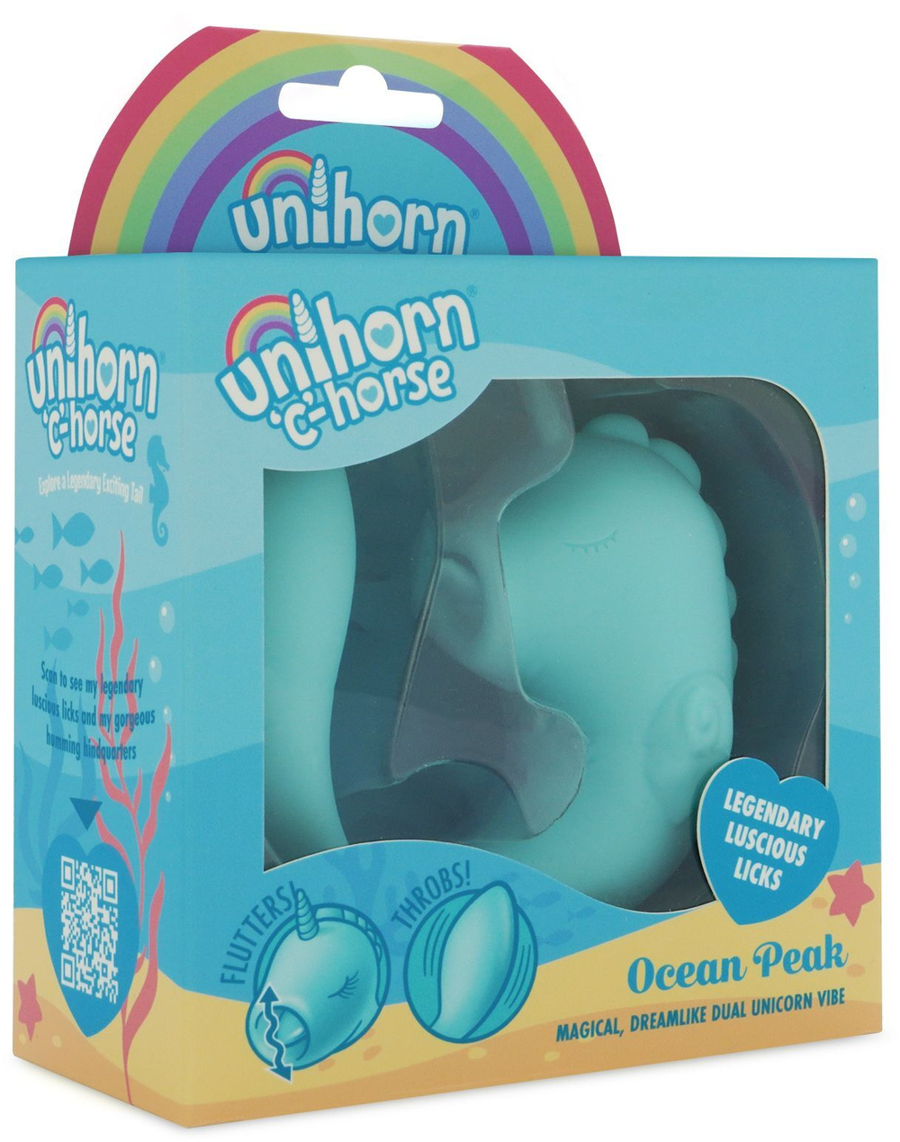 Голубой С-образный вибромассажер C Horse Ocean Peak со стимуляцией язычком (Цвет: желтый)