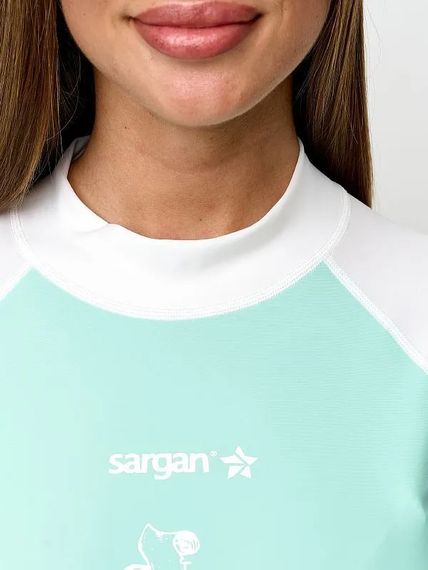 Футболка рашгард лонгслив Sargan Скелетон-Сап UPF 50+ женская бирюзовый/белый