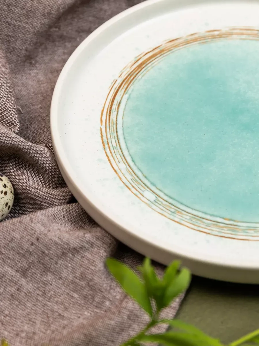 Тарелка с бортиком, Аквамариновое золото, диаметр 21 см 6 шт