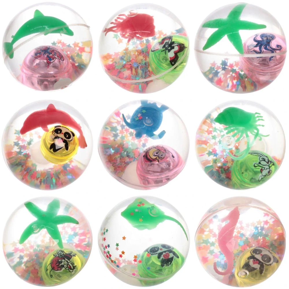 Мяч 6,5 см «Подводный мир» (попрыгун с водой и подсветкой) СТИКЕР НА ВЛОЖЕНИЕ