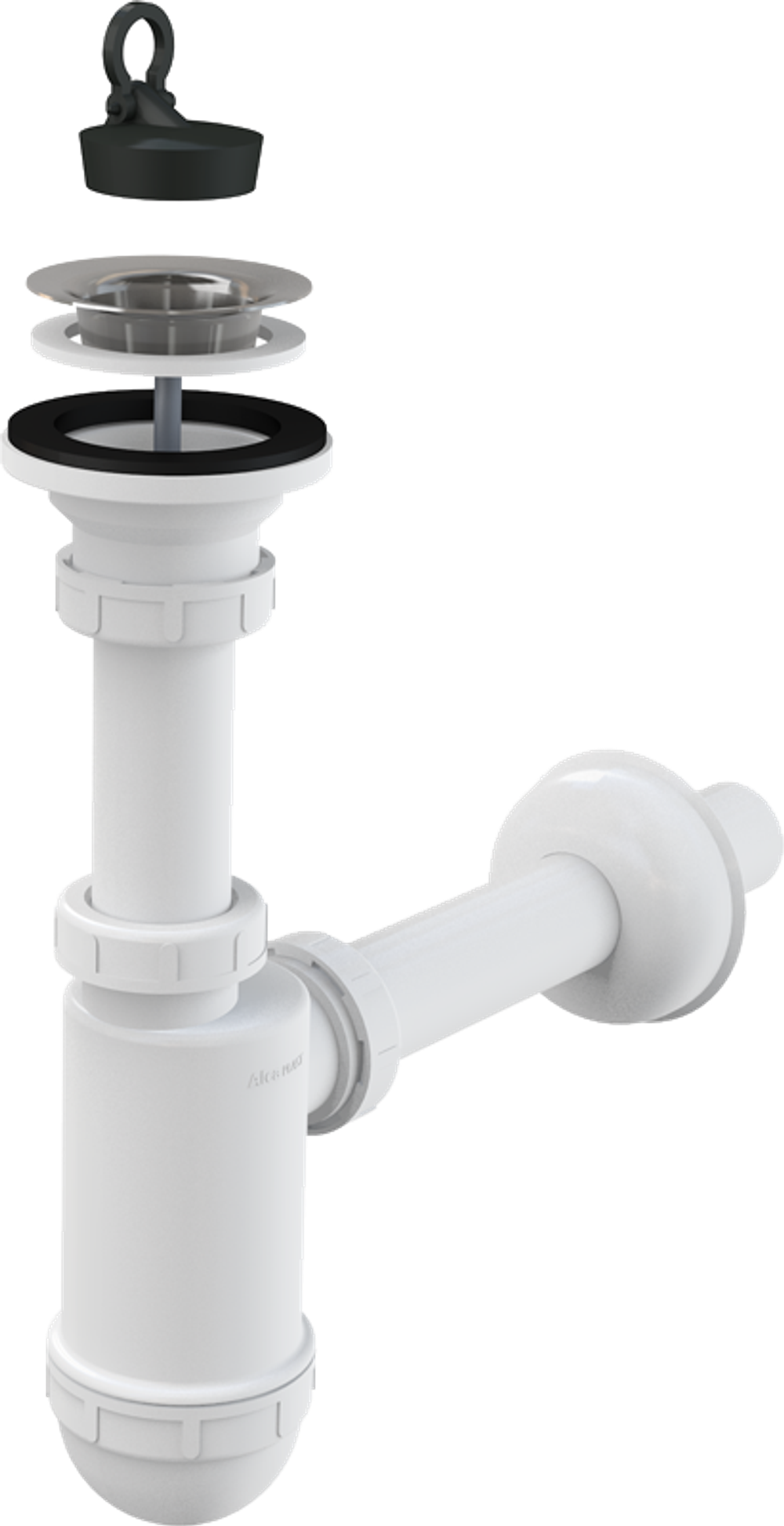 Сифон для умывальника Alca Plast A411 32 мм с нержавеющей peшeткой 63 мм