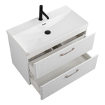 Подвесная тумба с раковиной Belbagno DUE, 80 см Белый металлик DUE-800-2C-SO-BM-P + BB-8076-3-80