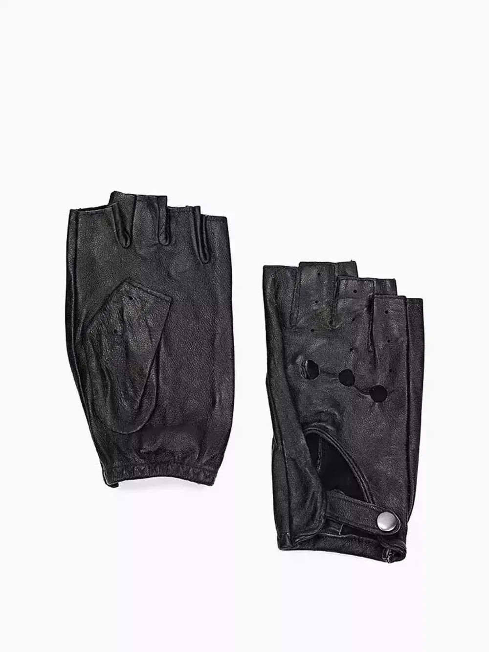 Перчатки без пальцев короткие кожаные