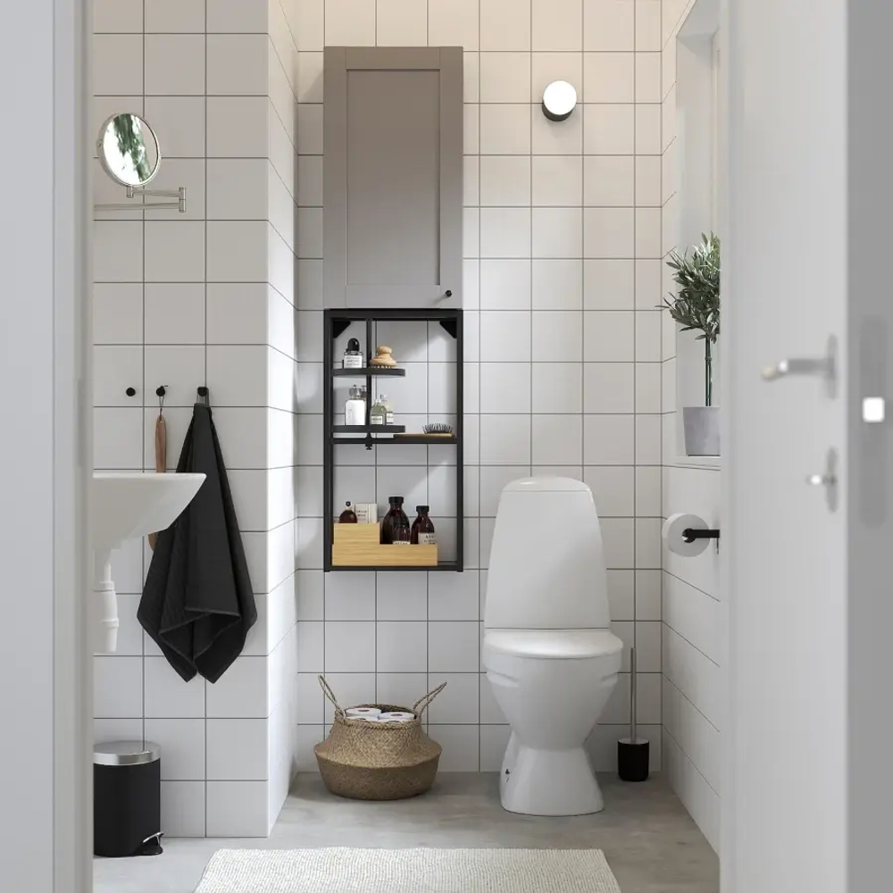 Комбинация для ванной - IKEA ENHET, 40х17х150 см, серый/антрацит, ЭНХЕТ ИКЕА