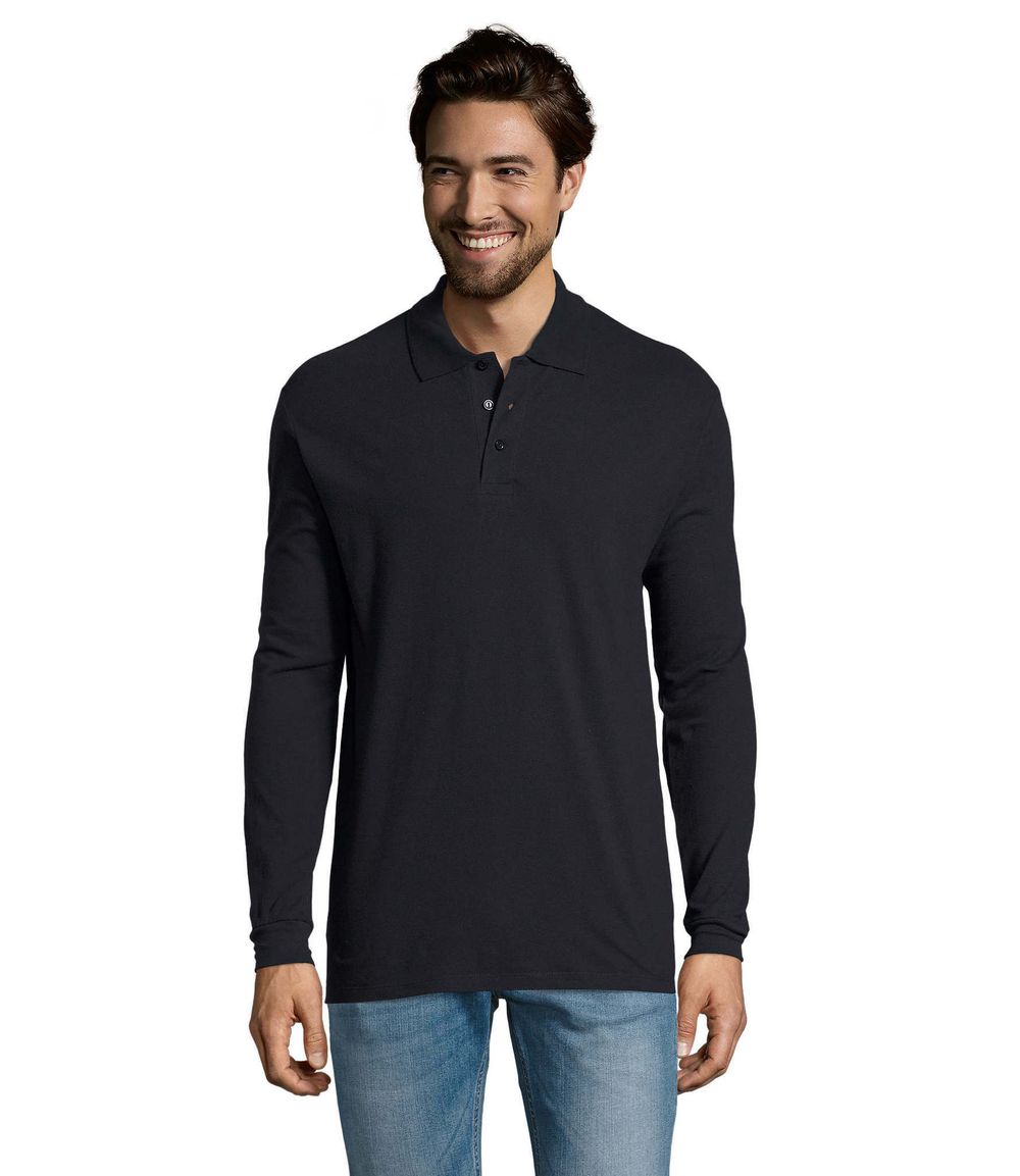 Рубашка поло мужская Sol's Star с длинным рукавом. Тёмно-синий  L