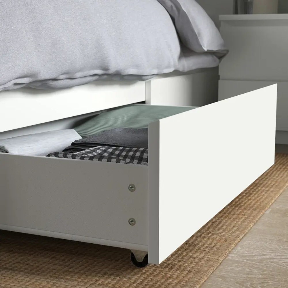 Каркас кровати с 4 ящиками для хранения - IKEA MALM, 200х180 см, белый, МАЛЬМ ИКЕА