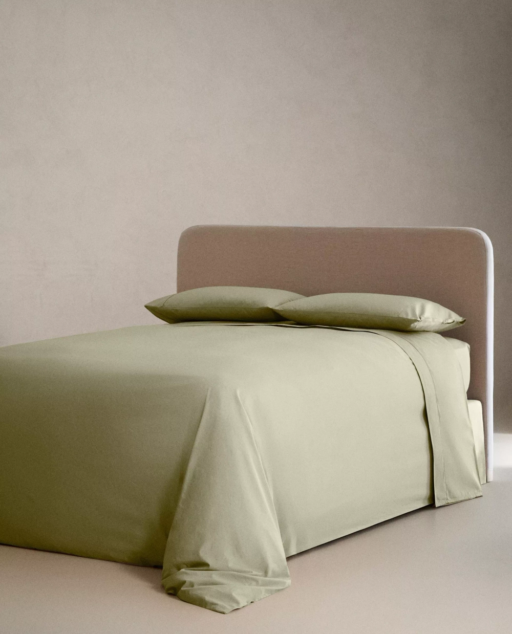 ZARA HOME (300 НИТЕЙ) ПОДОДЕЯЛЬНИК ИЗ ХЛОПКА ПЕРКАЛЬ, ЗЕЛЕНЫЙ