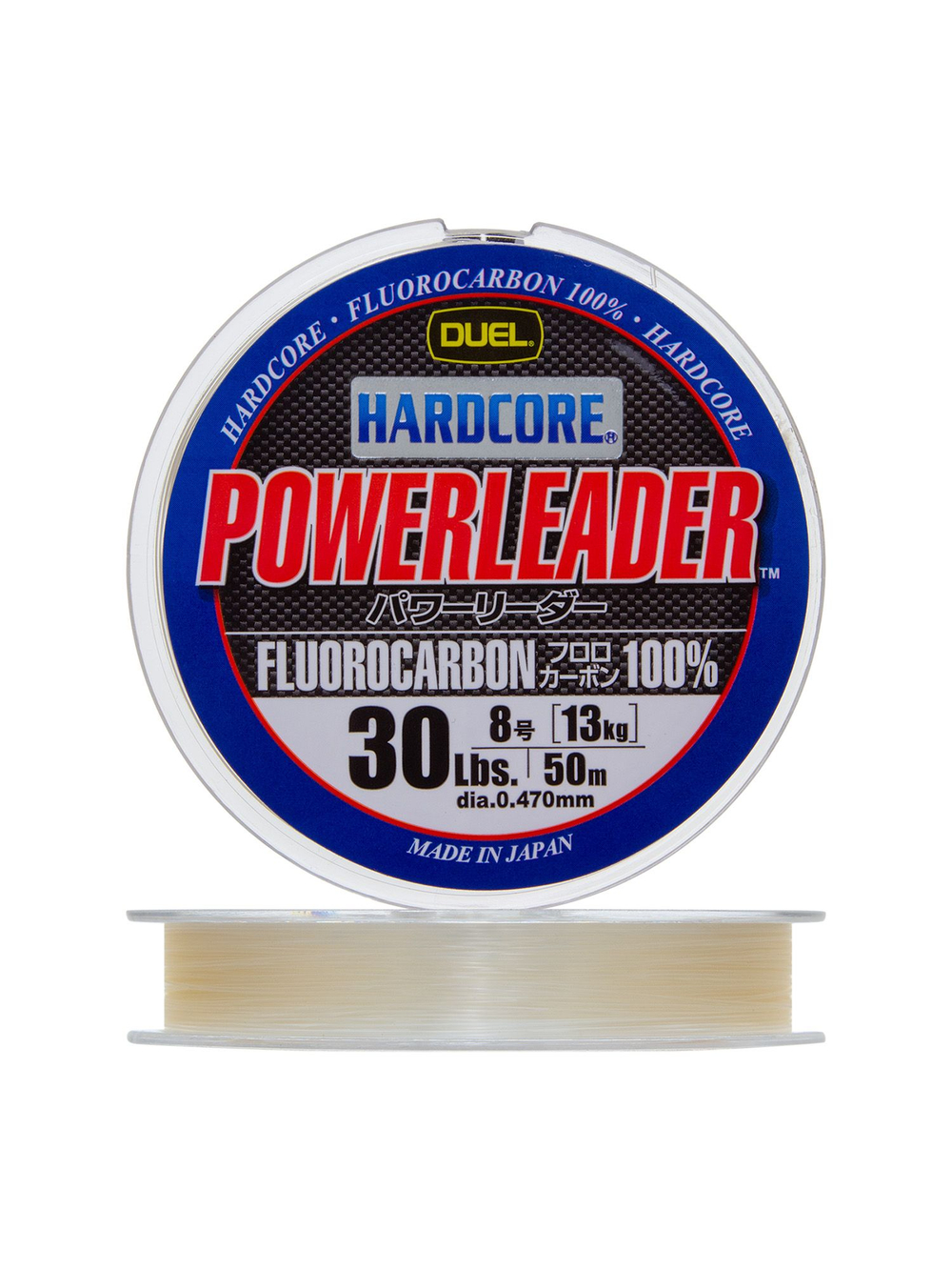 Флюорокарбоновая поводочная леска для рыбалки Duel Hardcore Powerleader FC Fluorocarbon 100%, 0,205 мм, 30 м, 3 кг, прозрачный