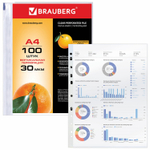 Файлы перфорированные А4 BRAUBERG комплект 100 шт. матовые 30 мкм (6 штук в упаковке)