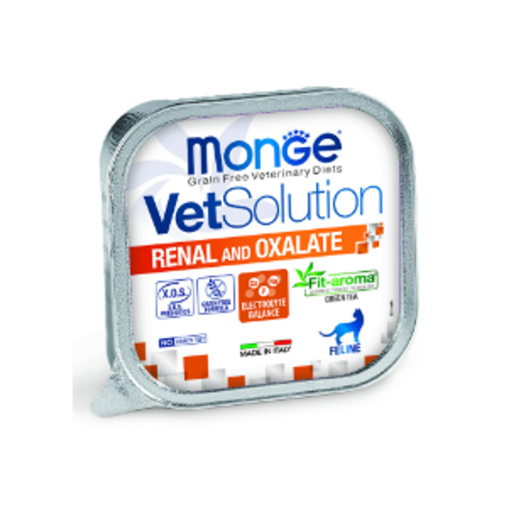 Влажный корм диетический для кошек Monge VetSolution Cat Renal and Oxalate Ренал и Оксалат при ХПН и профилактике образования оксалатов 0,1кг