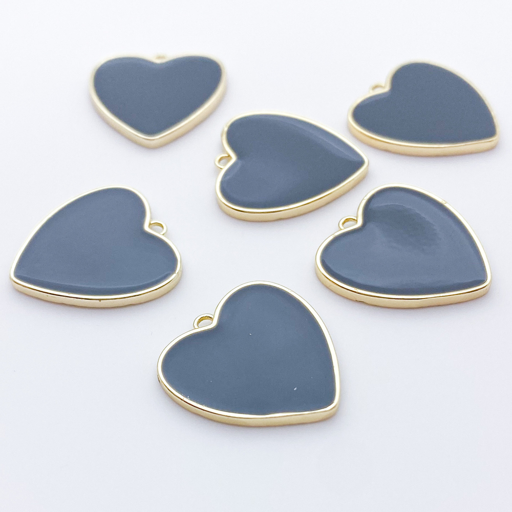 Подвеска Сердце, цвет золото+серый темный, размер 21*20 мм, цена за 1 шт