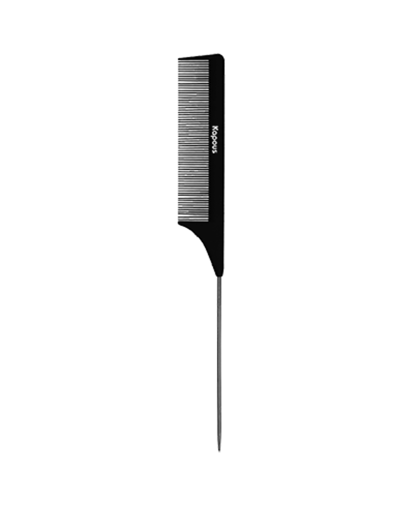 Kapous Professional Расческа парикмахерская Carbon Fiber, с металлическим хвостиком, 231*27 мм