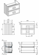 Тумба с раковиной LA FENICE Cubo Blu Grigio TWIN 90 синяя, столешница черная/ручки белые