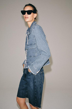 ZARA ДЖИНСОВЫЕ ШОРТЫ RELAXED СО СРЕДНЕЙ ПОСАДКОЙ — ZW COLLECTION, СИНИЙ